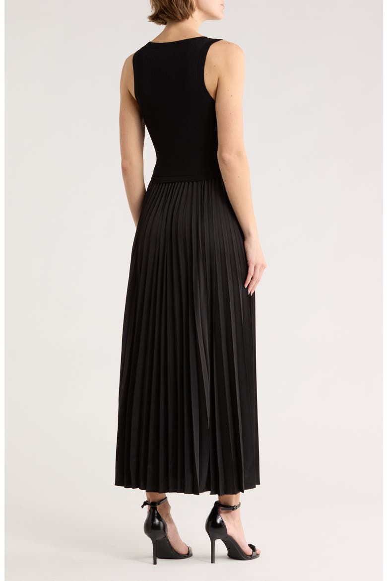 Parma Pleated Midi Dress, Alternate, color, BLACK