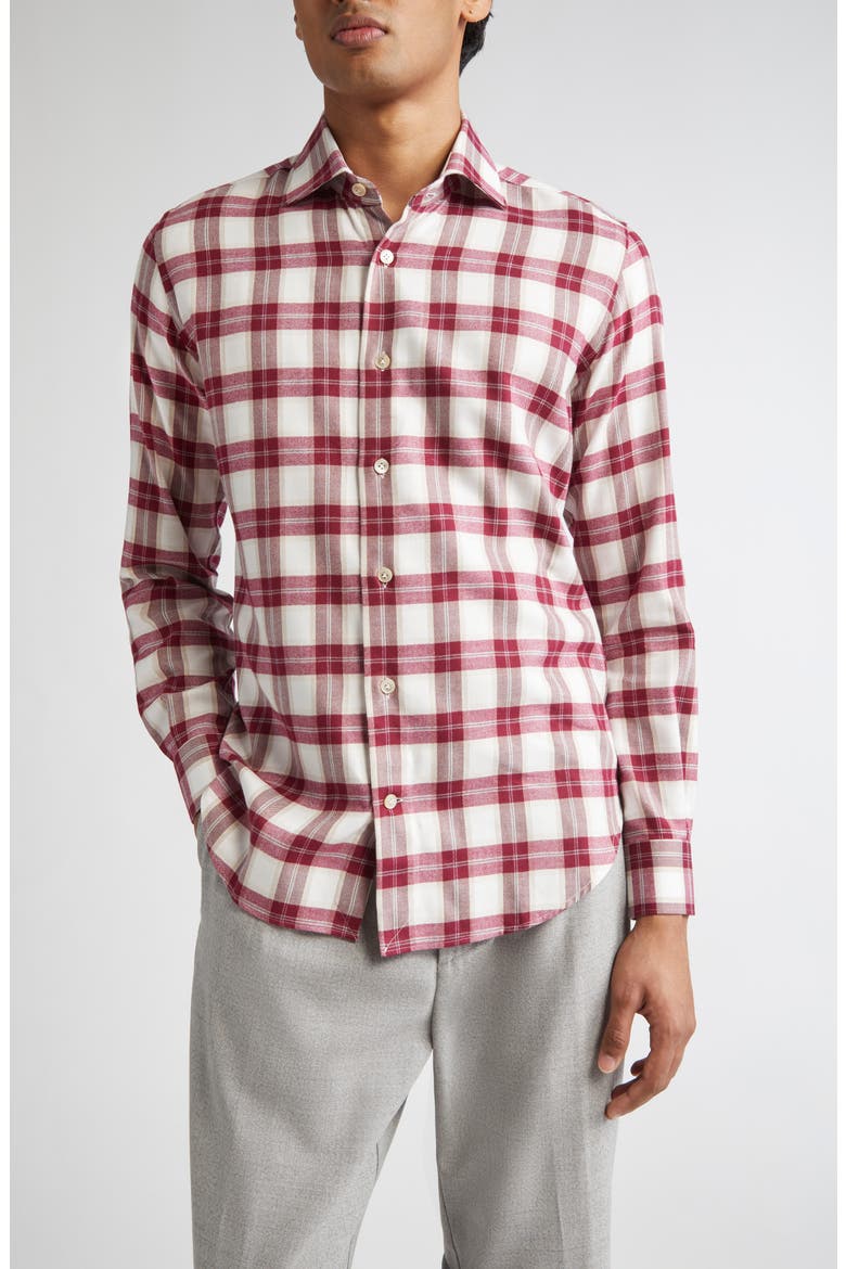 Dandy Plaid Button-Up Shirt, Main, color, 84 RASPBERRY