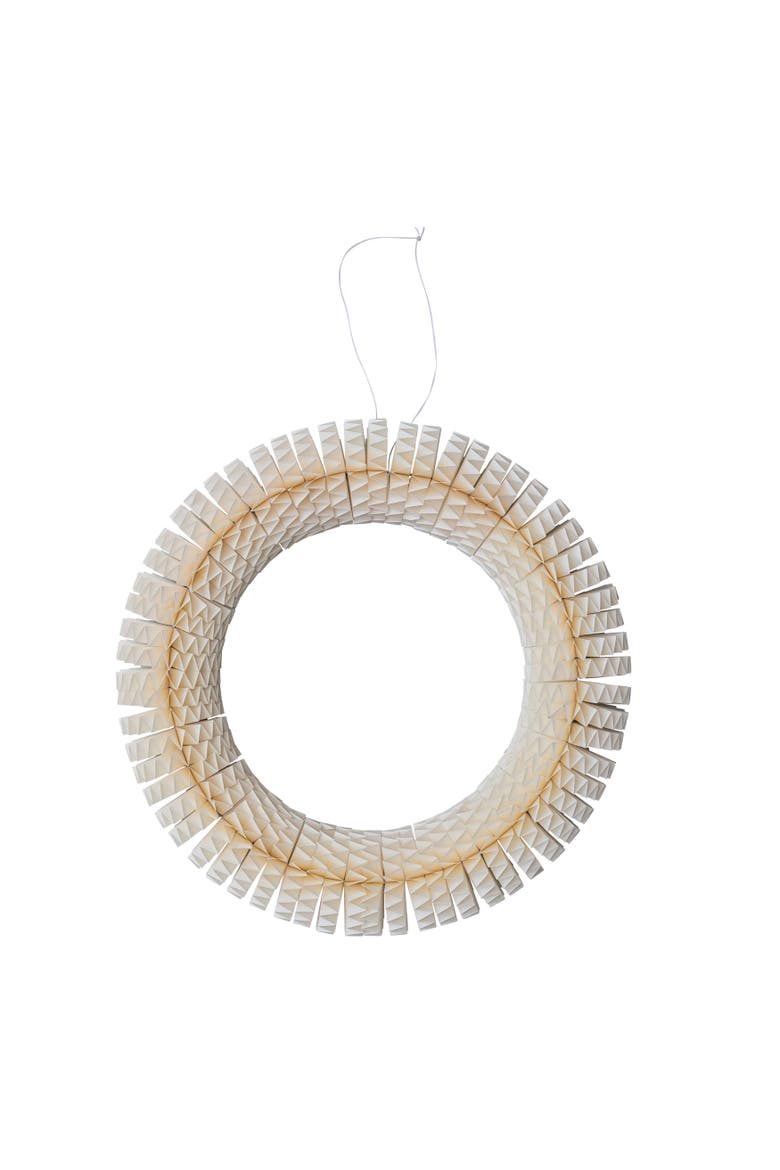 Recycled Paper Honeycomb Wreath, Cream Color, Main, color, Cream