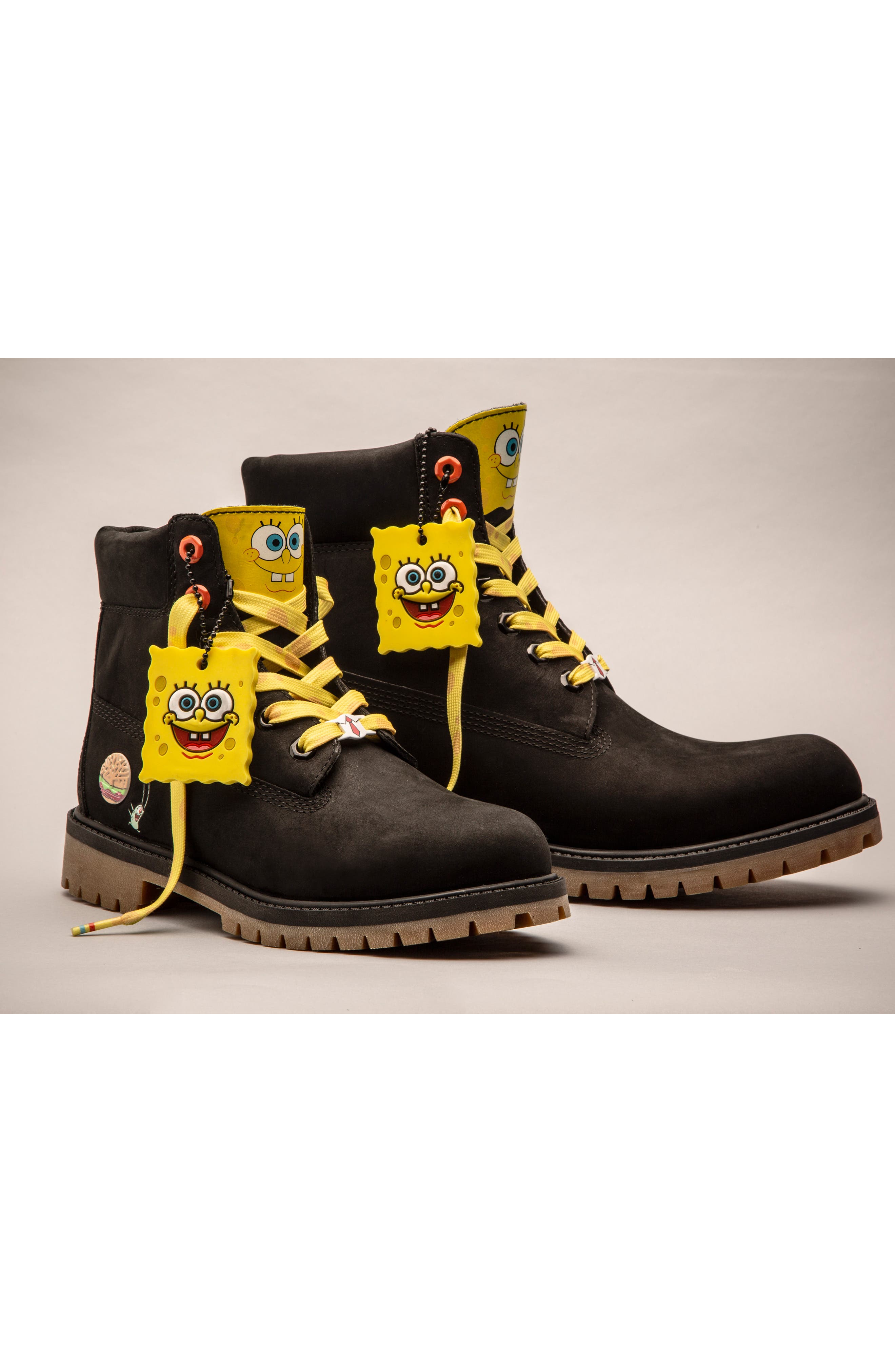SpongeBob Waterproof Plain Toe Boot, Alternate, color, BLACK NUBUCK