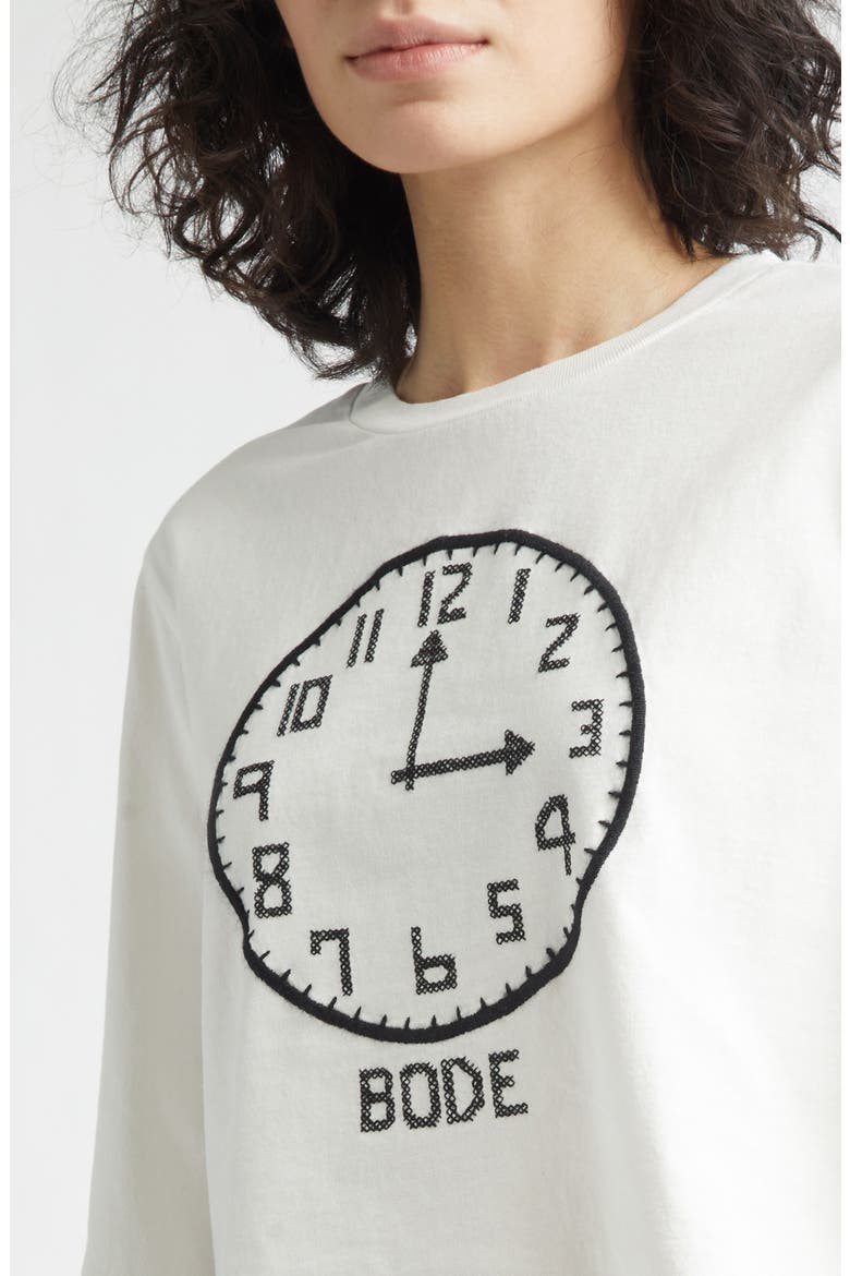 Cross Stitch Clock Long Sleeve T-Shirt, Alternate, color, CREAM