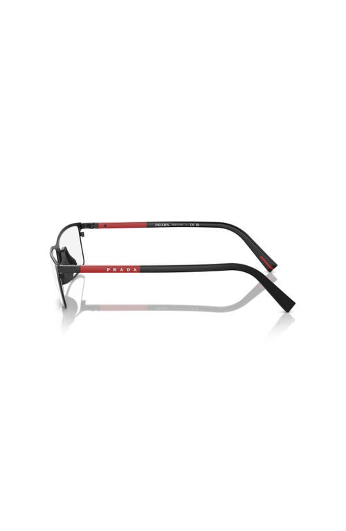 Prada Linea Rossa 55mm Rectangle Optical Glasses In Black