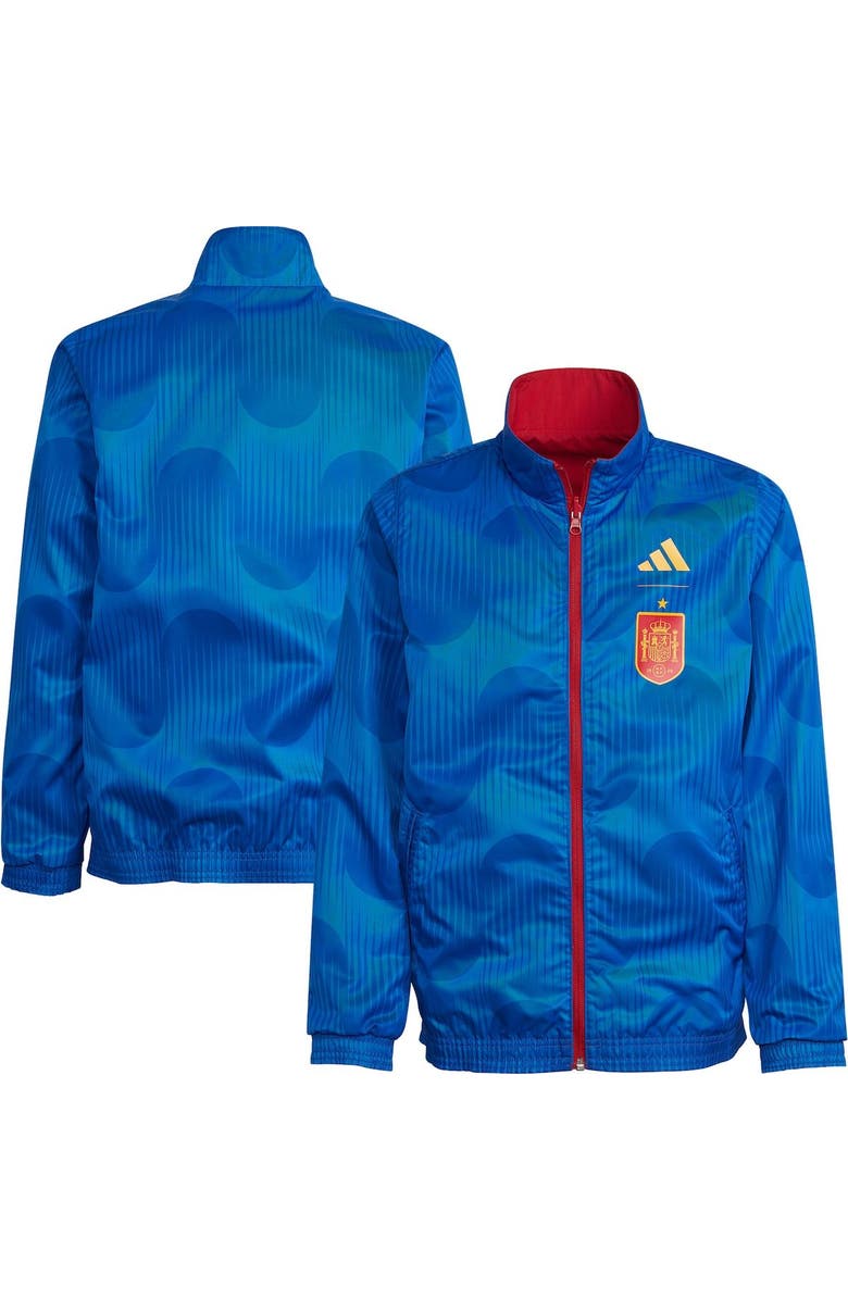 adidas Youth adidas Royal/Red Spain National Team Anthem Full-Zip Reversible Team Jacket, Main, color,