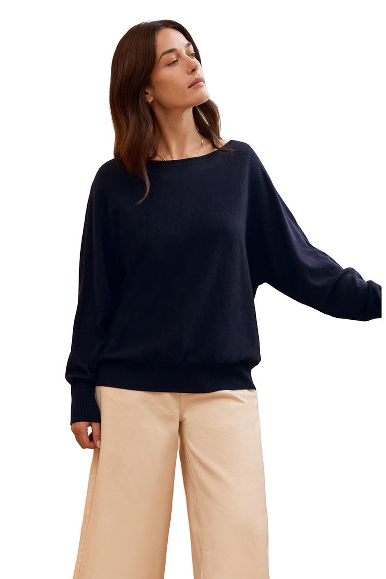 Fine Knit Merino Relaxed Sweater, Alternate, color, Navy