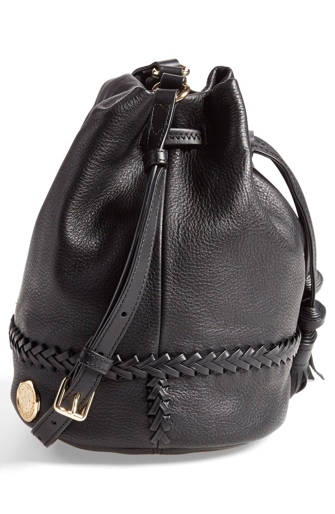 'Leigh' Leather Crossbody Bag, Alternate, color, BLACK