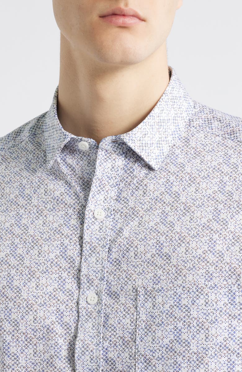 Johnston & Murphy Circle Grid Print Button Down Shirt, Alternate, color, Blue/Tan