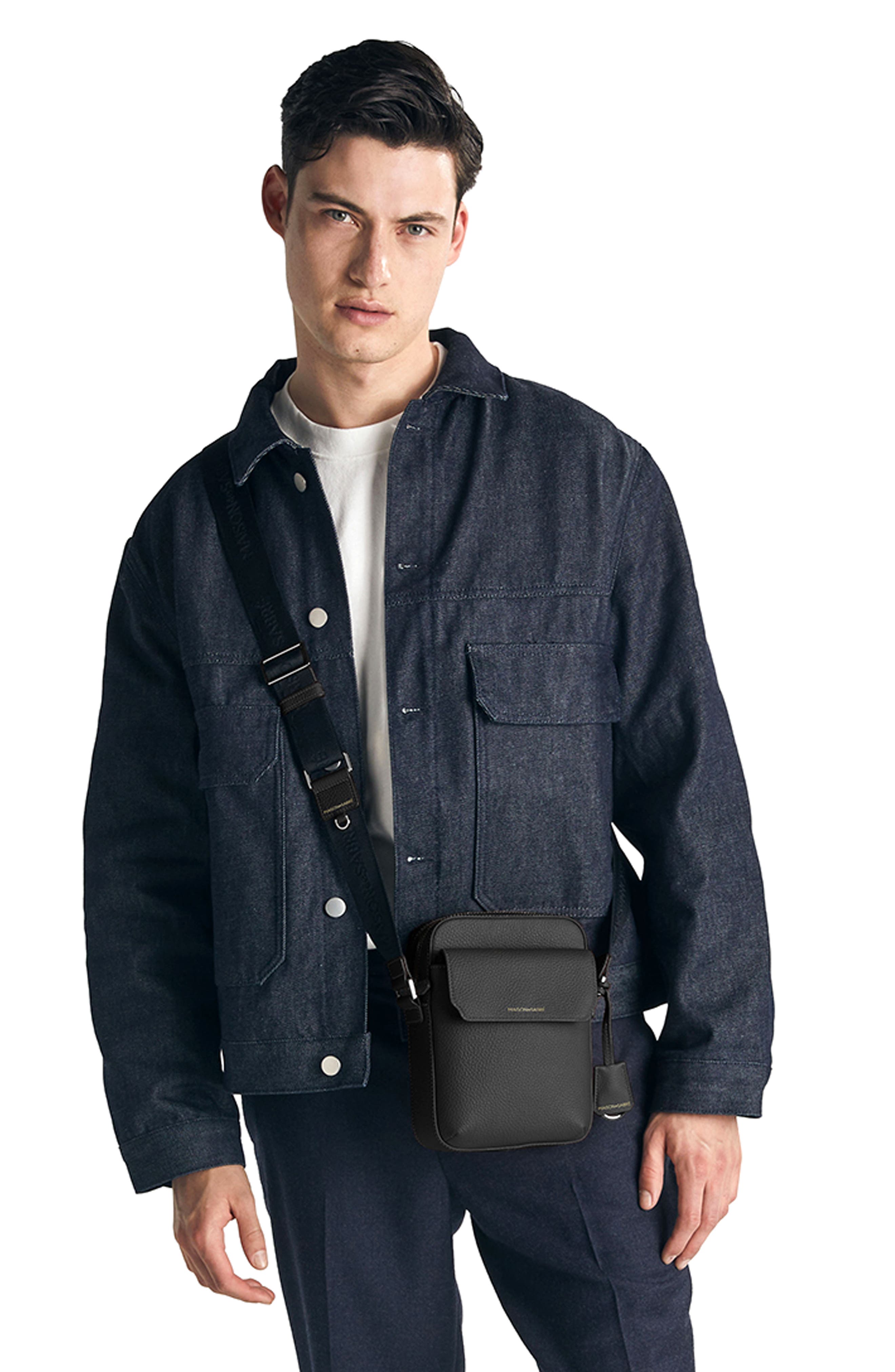 MAISON de SABRÉ Small Leather Messenger Bag, Alternate, color, Black Caviar