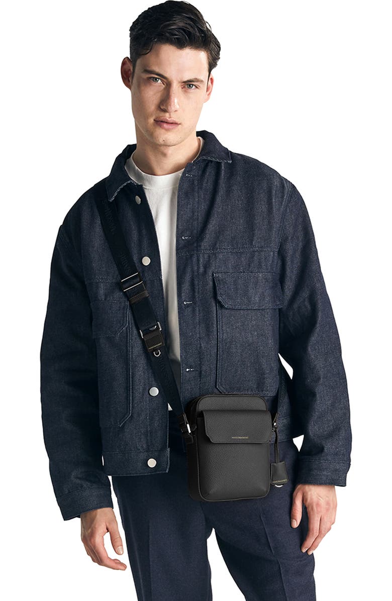 MAISON de SABRÉ Small Leather Messenger Bag, Alternate, color, Black Caviar