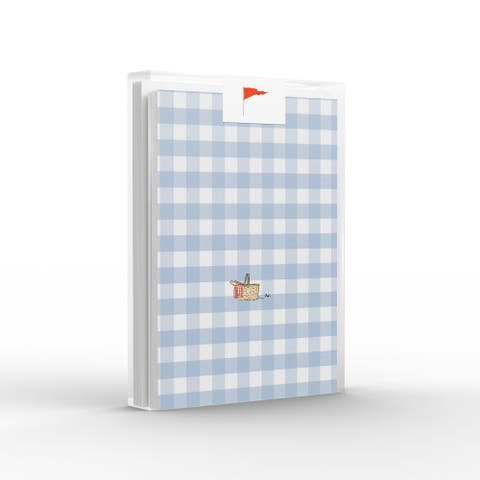 Blue Picnic Gingham Greeting Card Pack Set