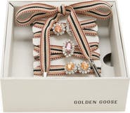 Golden Goose Skins Stripe Crystal Charm Grosgrain Shoelaces