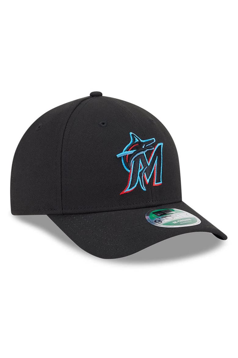 Men's New Era  Black Miami Marlins Player Replica 9FORTY Adjustable Hat, Alternate, color, Black