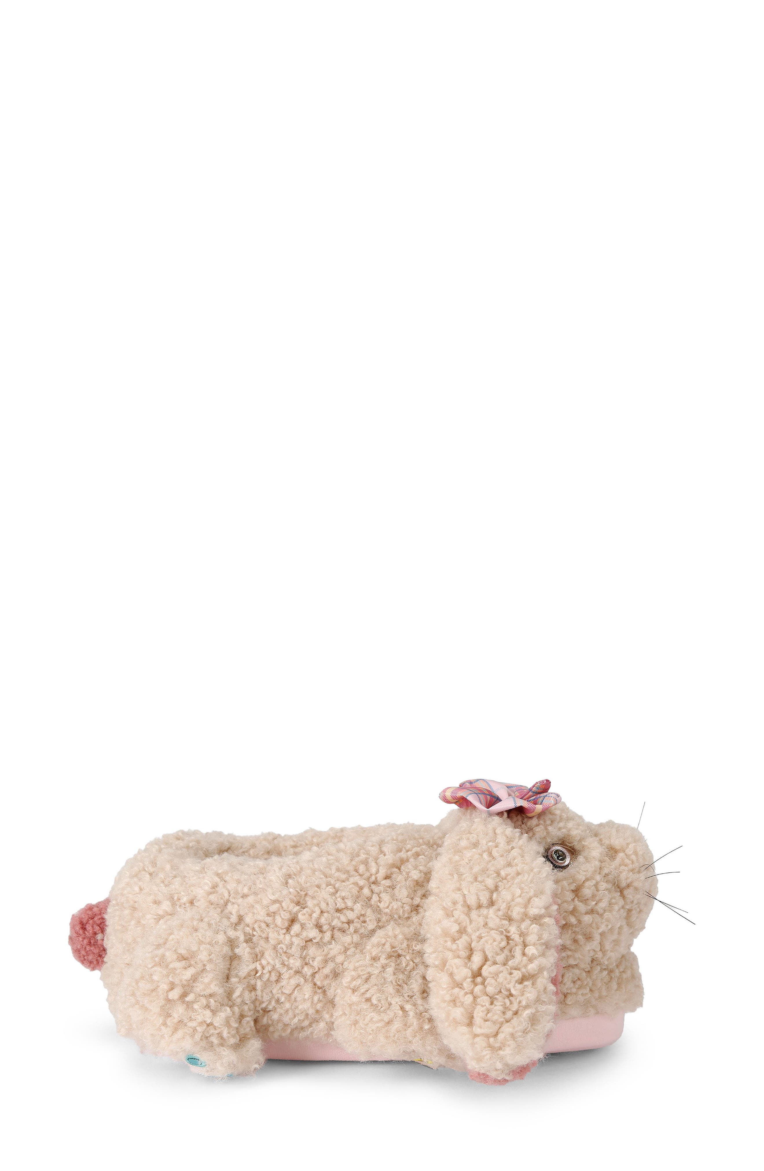 Bunny Faux Fur Slipper, Alternate, color, OPEN WHITE