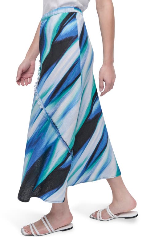 Dkny Print Fray Linen Maxi Skirt In Multi