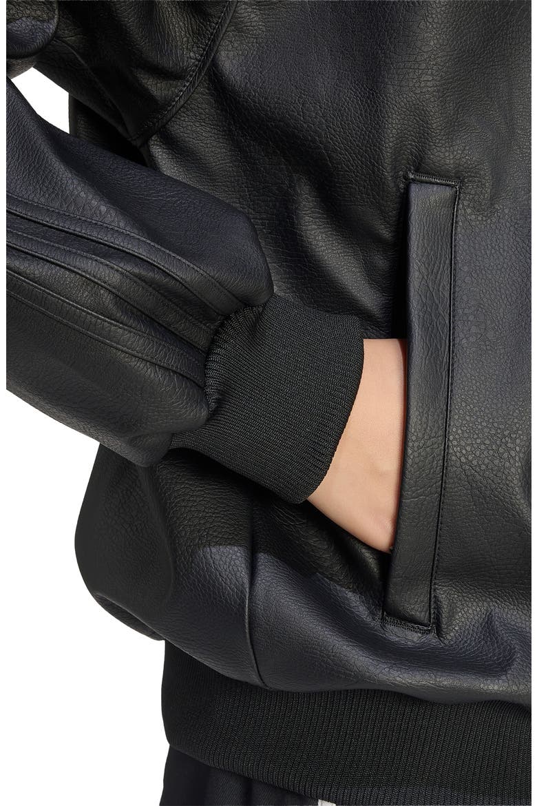 SST Faux Leather Track Jacket, Alternate, color, BLACK/ MAROON