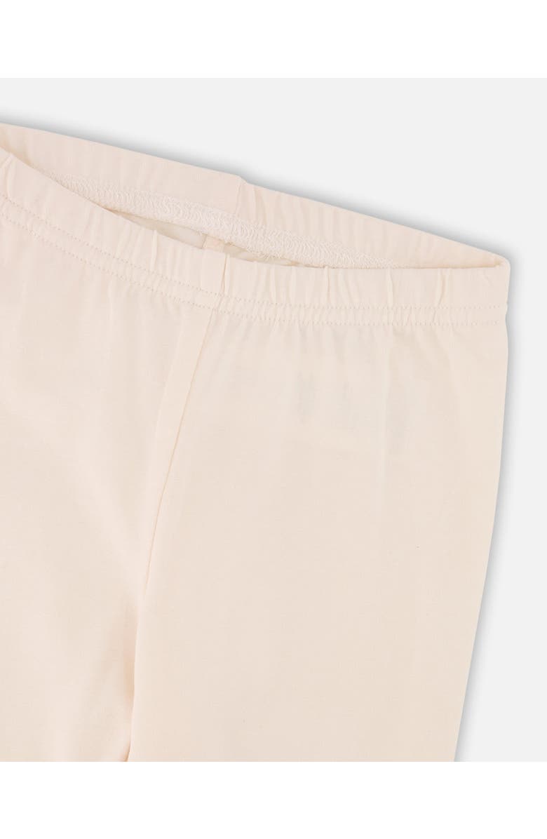 Deux par Deux Little Girl's Organic Cotton Legging Cream With Blue Flowers, Alternate, color, 