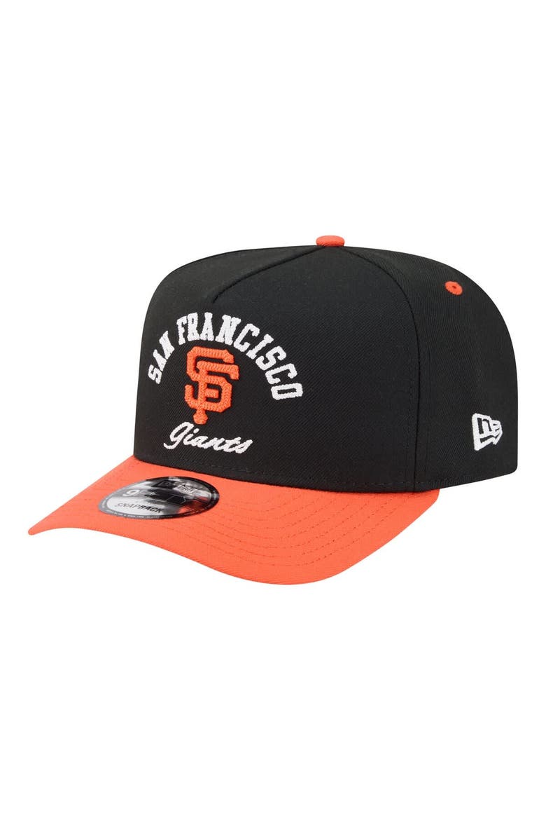 Men's New Era Black/Orange San Francisco Giants Arched A-Frame 9FIFTY Adjustable Hat, Alternate, color, Black