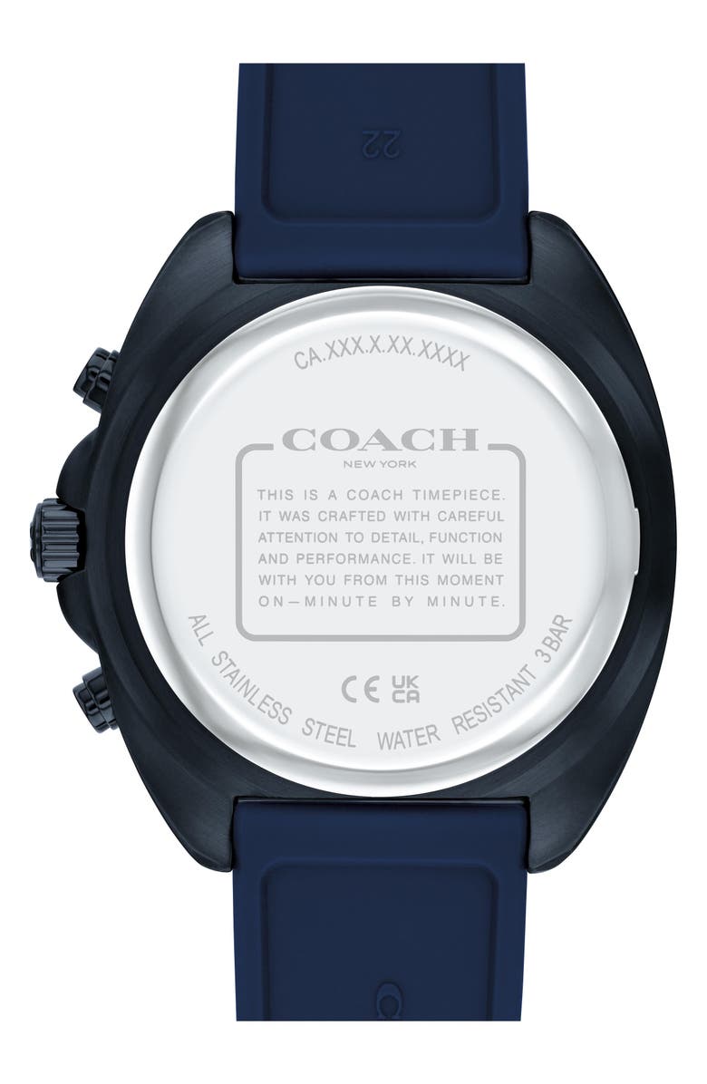 COACH Charter Chronograph Silicone Strap Watch, 44.5mm, Alternate, color,
