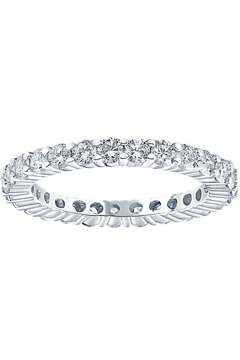 1 Ct T.W. Lab Grown Diamond Eternity Ring 14k Gold Stackable Wedding Band, Main, color, 14k White Gold