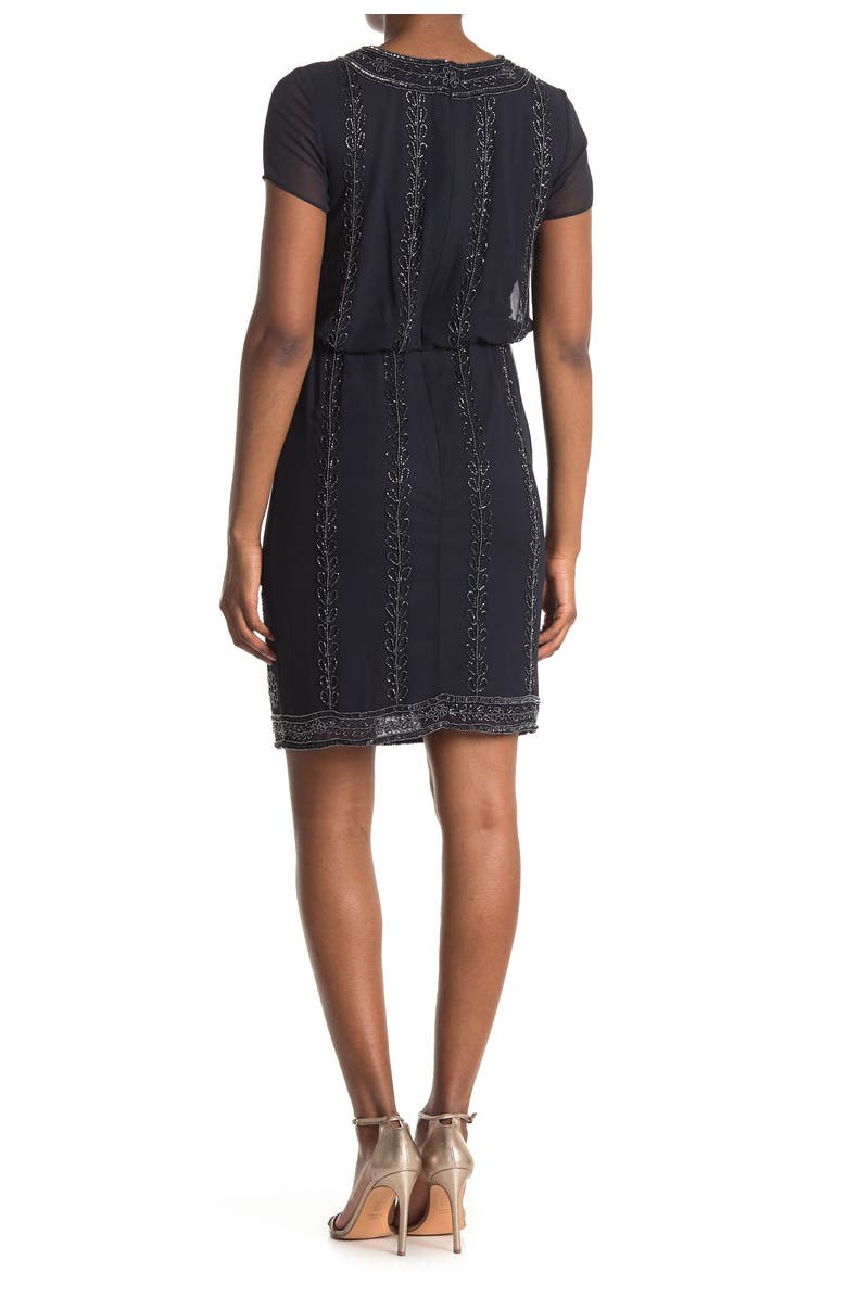 Marina Short Sleeve Beaded Blouson Dress, Alternate, color, 