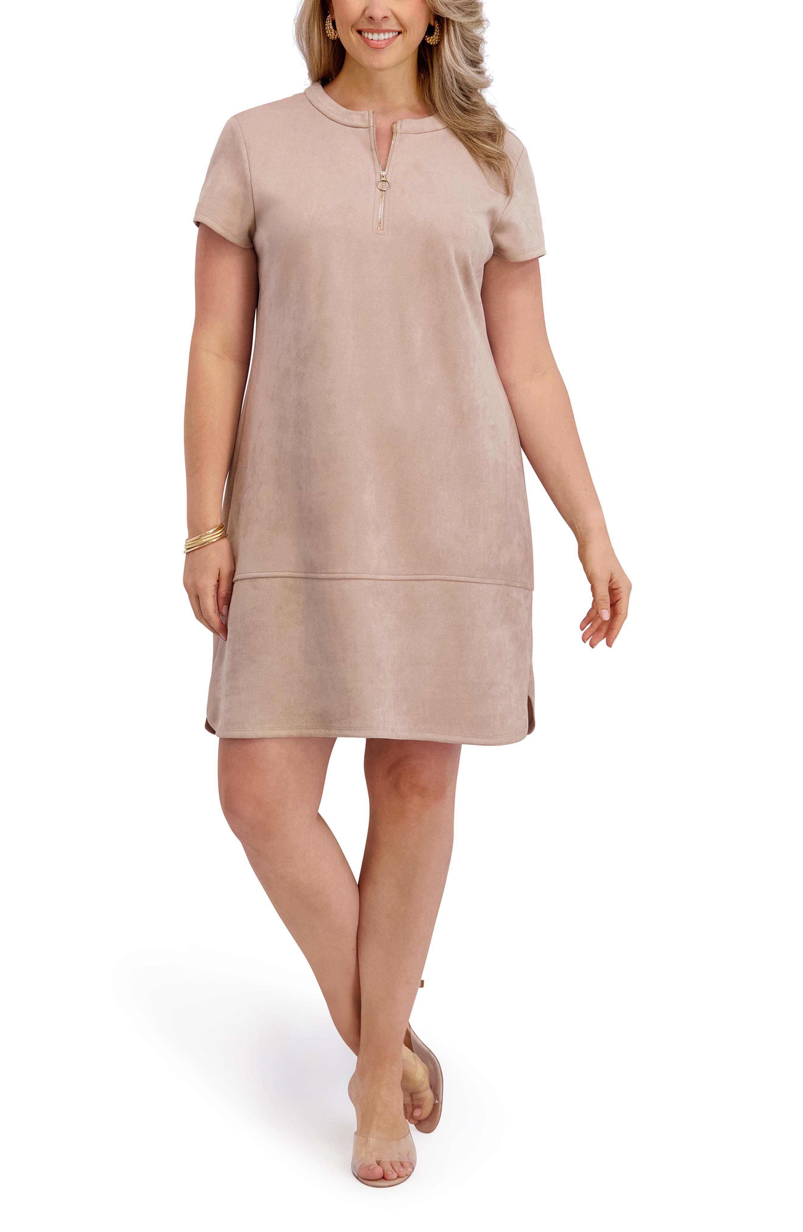 Faux Suede Shift Dress