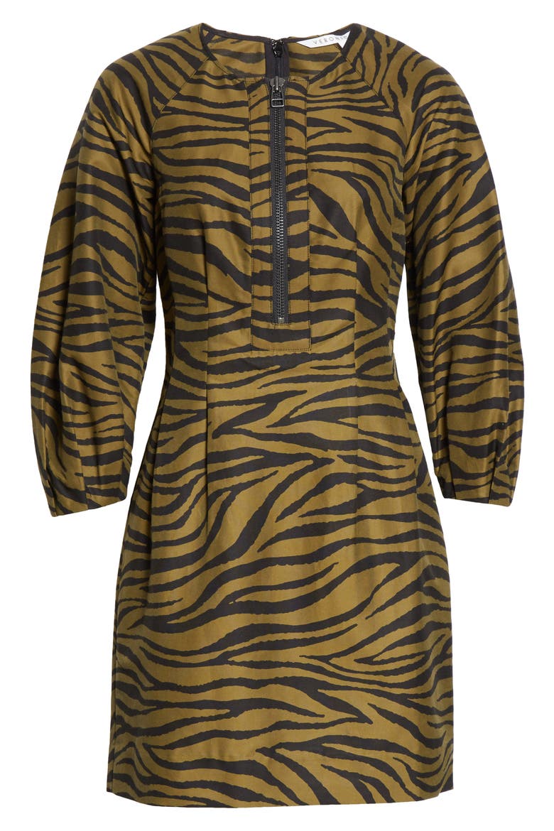 Navi Animal Stripe Long Sleeve Minidress, Alternate, color, OLIVE