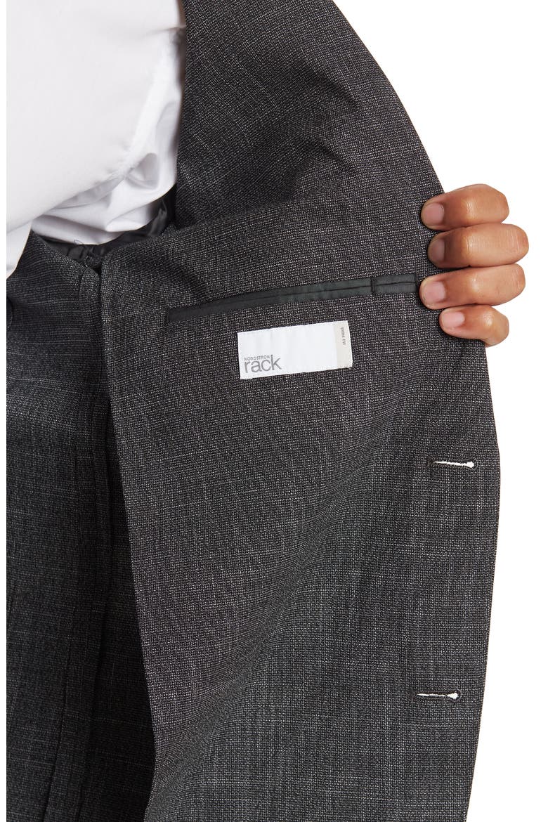 Two Button Notch Lapel Flat Front Trim Fit Suit, Alternate, color, BLACK