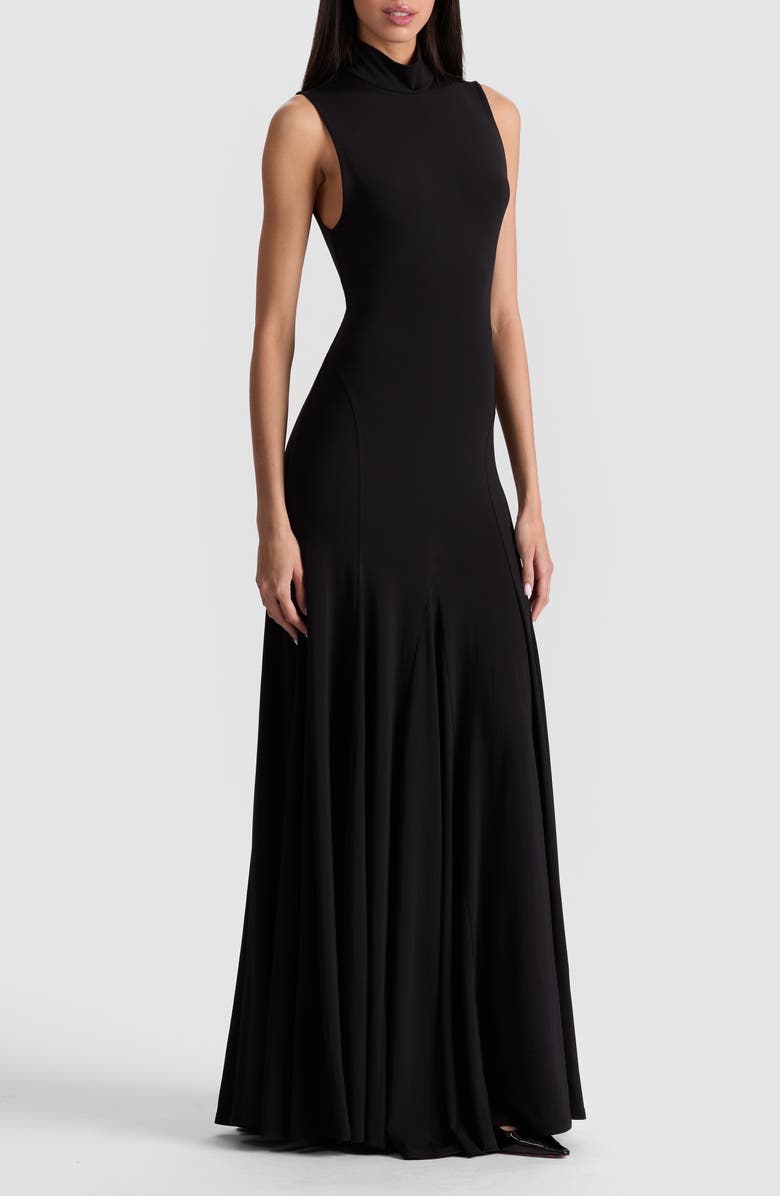 Alice + Olivia Augsta Sleeveless Turtleneck Maxi Dress, Alternate, color, Black