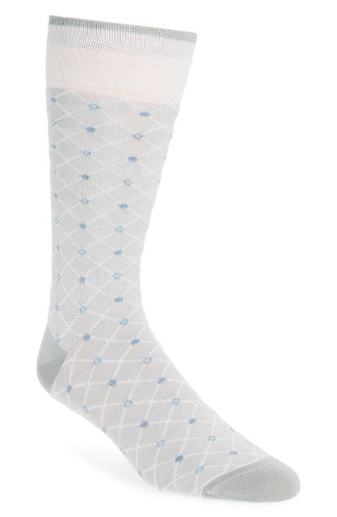 Diamond Grid Mercerized Cotton Blend Dress Socks