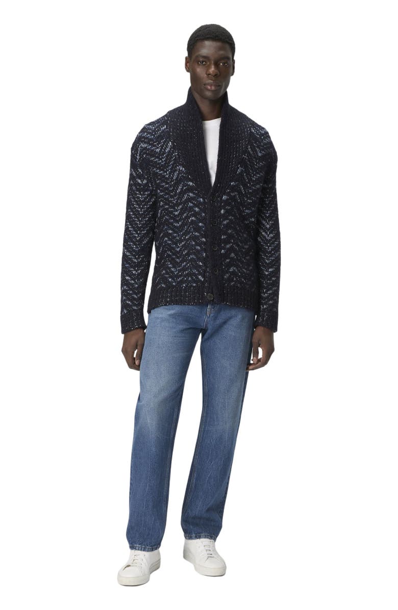 Missoni Buttoned Cardigan With Chevron Pattern, Main, color, Blue