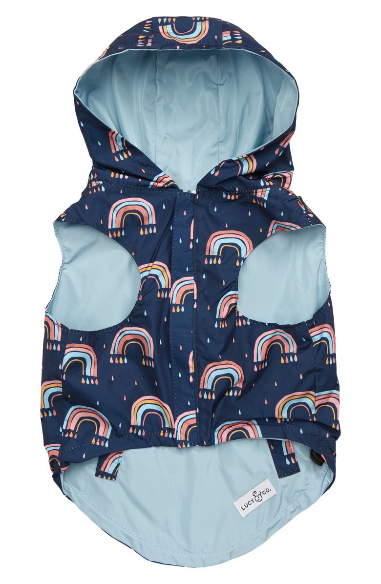 Lucy & Co. The Over the Rainbow Reversible Dog Raincoat, Main, color, 
