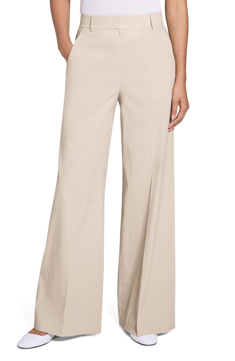 Theory Linen Blend Wide Leg Pants, Main, color, Straw
