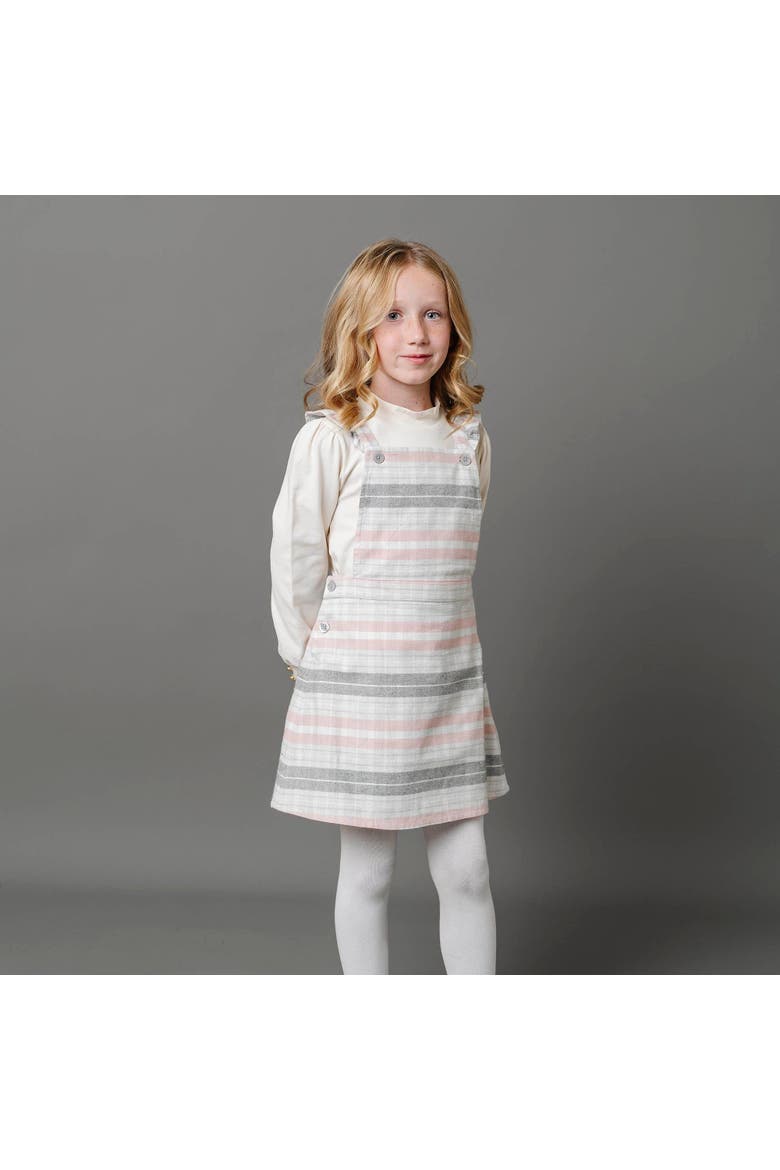 Girls' Organic Ruffle Strap Skirtall, Toddler, Alternate, color, Gray and Rose Plaid