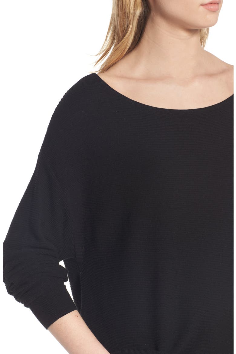 Boatneck Rib Knit Pullover, Alternate, color, BLACK