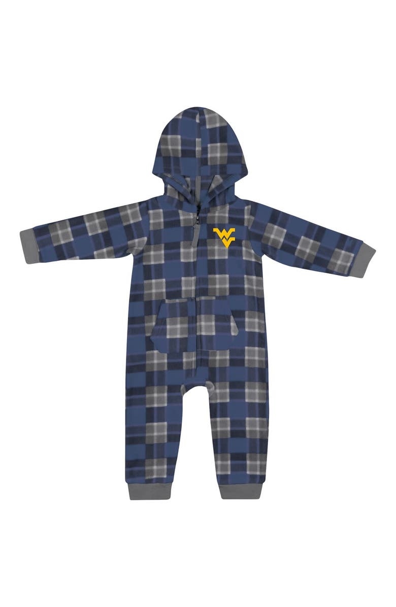 COLOSSEUM Infant Colosseum Navy West Virginia Mountaineers Full-Zip Plaid Hoodie Long Sleeve Jumper, Alternate, color, Navy
