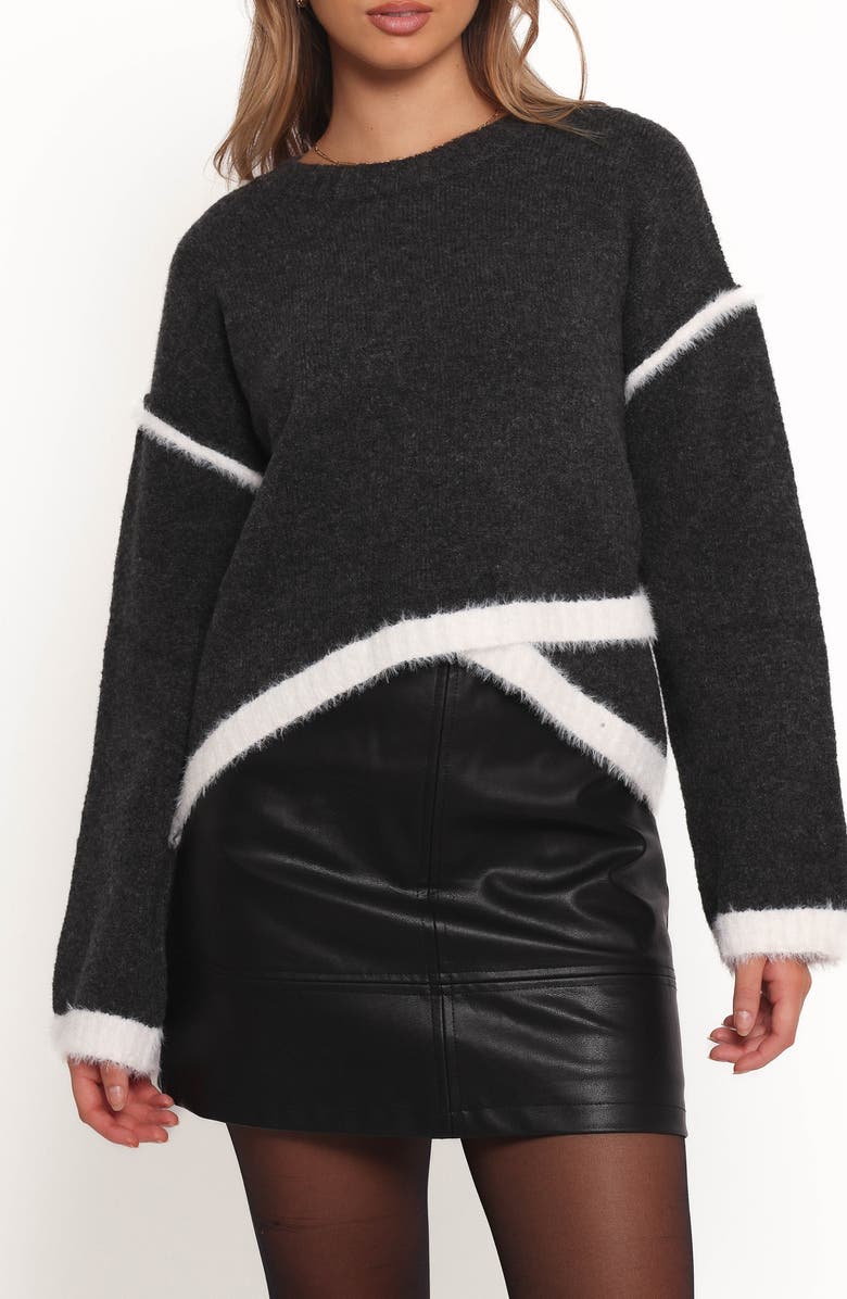 Petal & Pup Ares Crossover Hem Sweater, Main, color, Black