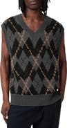 AllSaints Adore Argyle Wool & Mohair Blend V-Neck Sweater Vest