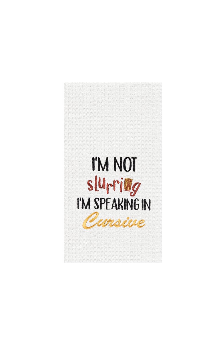 C&F Home "I Am Not Slurring" Waffle Weave Dishtowel, Main, color, White