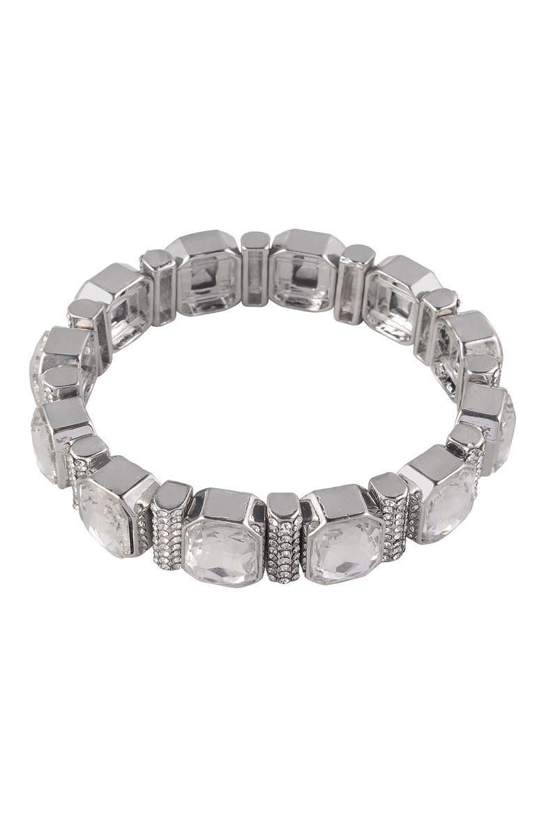 Square Crystal Stretch Bracelet, Alternate, color, SILVER