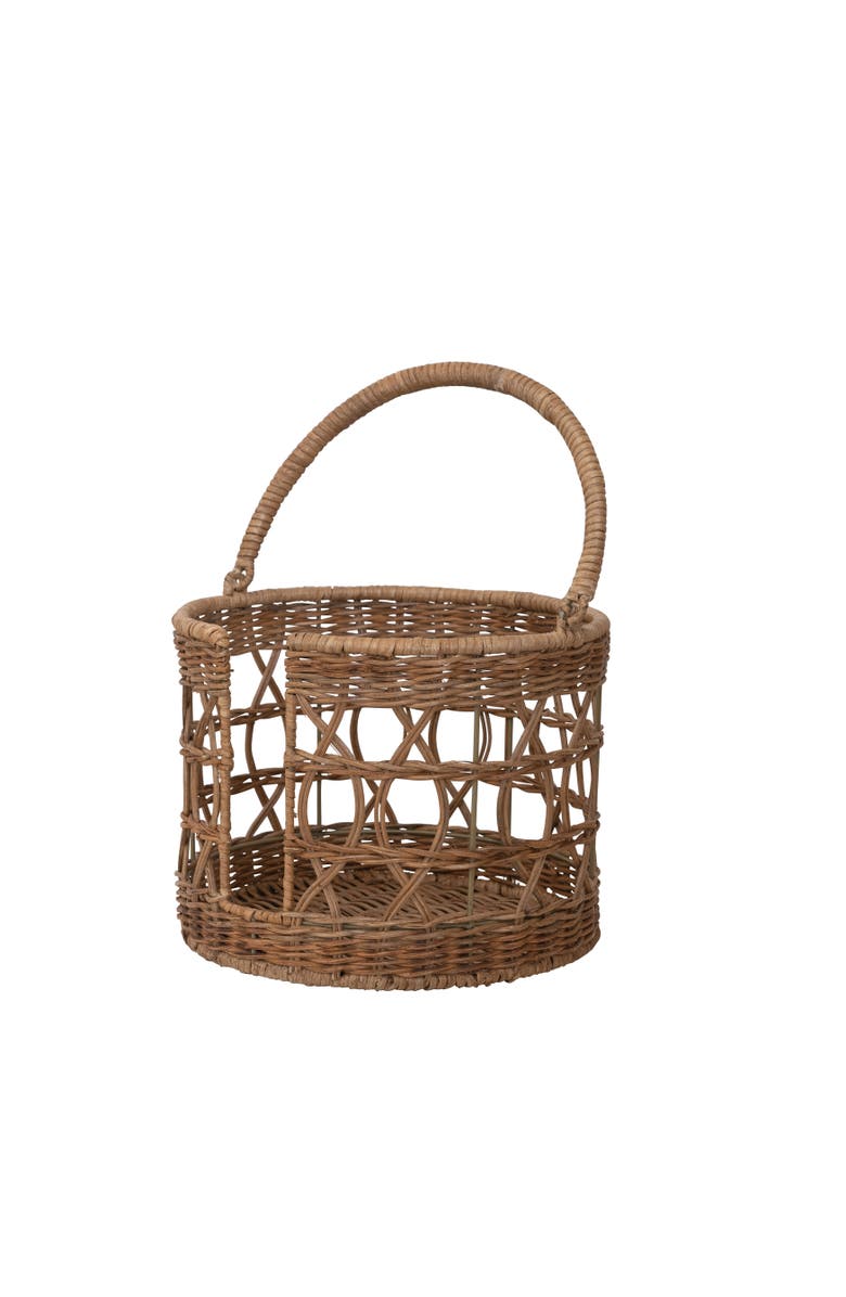 Storied Home Handwoven Wicker Plate Basket with Handle, Main, color, 