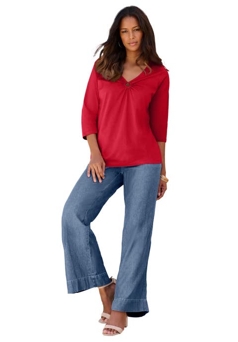 Plus Size Ultimate Keyhole V Neck Tee