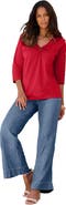 Roaman's Plus Size Ultimate Keyhole V Neck Tee