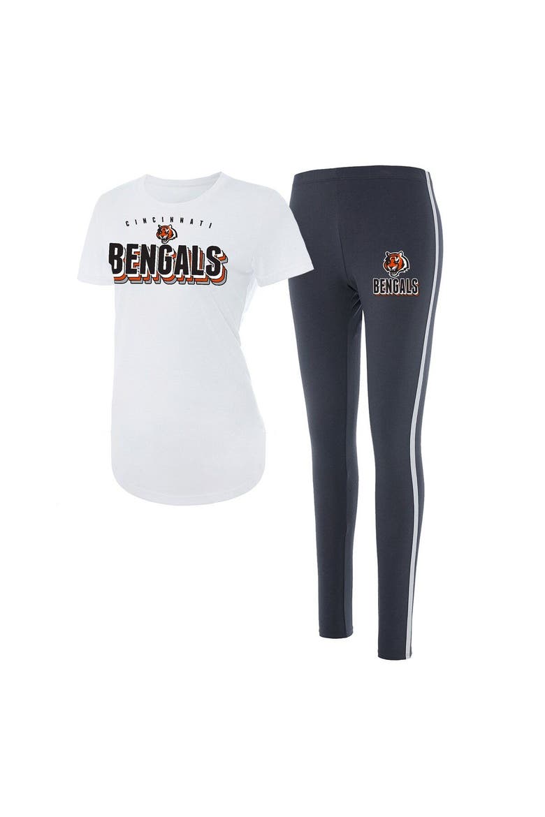 Women's Concepts Sport White/Charcoal Cincinnati Bengals Sonata T-Shirt & Leggings Set, Main, color, White