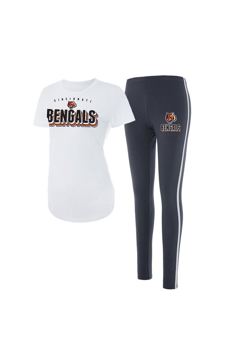 CONCEPTS SPORT Women's Concepts Sport White/Charcoal Cincinnati Bengals Sonata T-Shirt & Leggings Set, Main, color, White