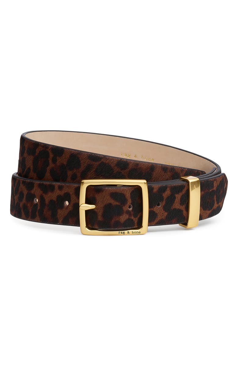 rag & bone X Boyfriend Genuine Calf Hair Belt, Main, color, Leopard