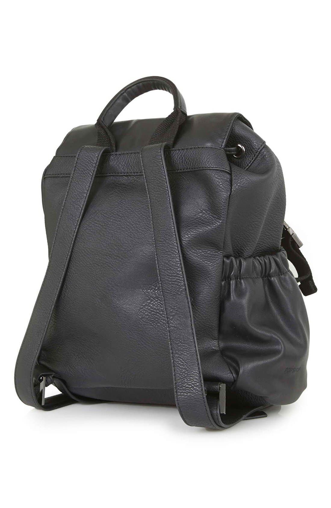 Topshop Sporty Faux Leather Backpack, Alternate, color, 