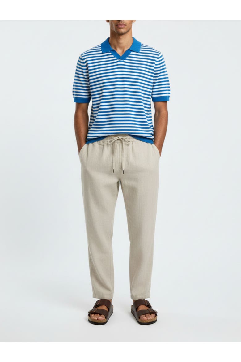 Milton Striped Polo Shirt, Alternate, color, Steel & Cream