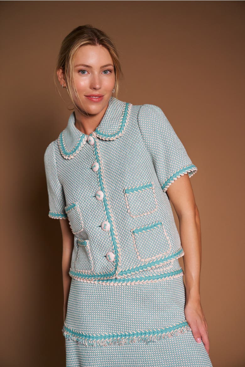 Half Sleeve Jacket With Peter Pan Collar, Alternate, color, Mint