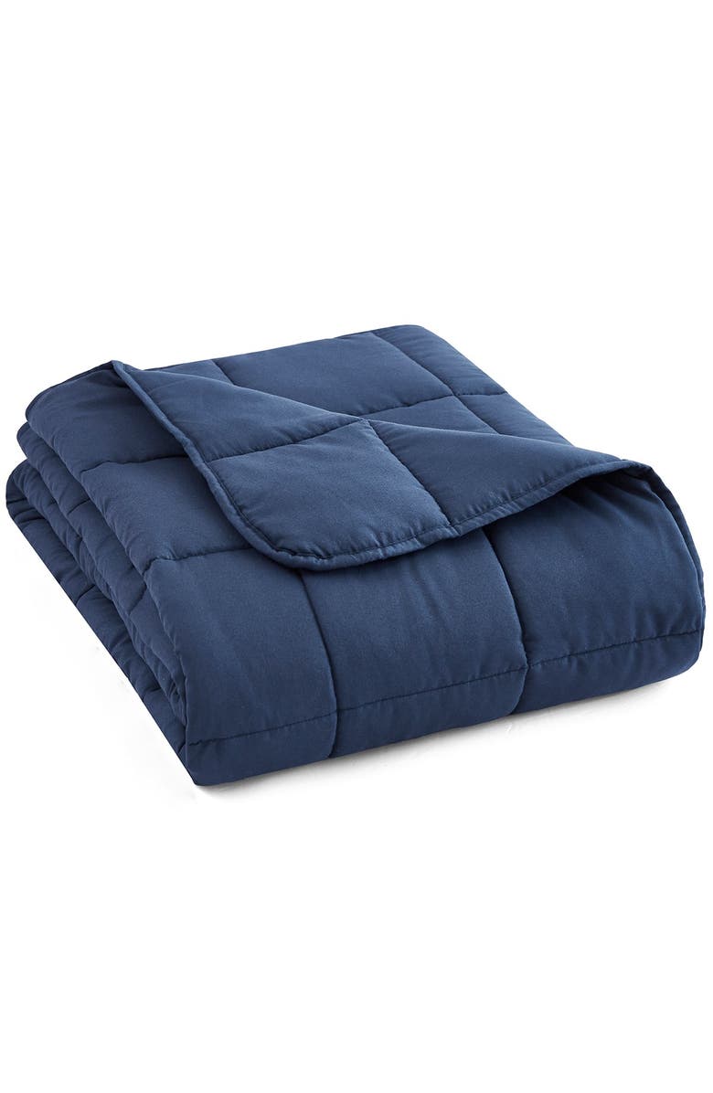PUR SERENITY 12 lbs Microfiber Weighted Blanket 48x72" - Navy, Main, color, 