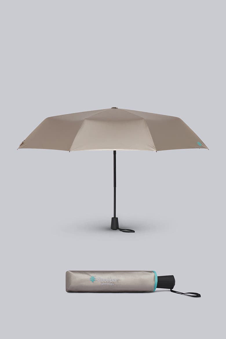 Unisex Cabana Sanya Compact Umbrella, UPF 50+ Sun Protection, Alternate, color, Gold/Aqua Metallic