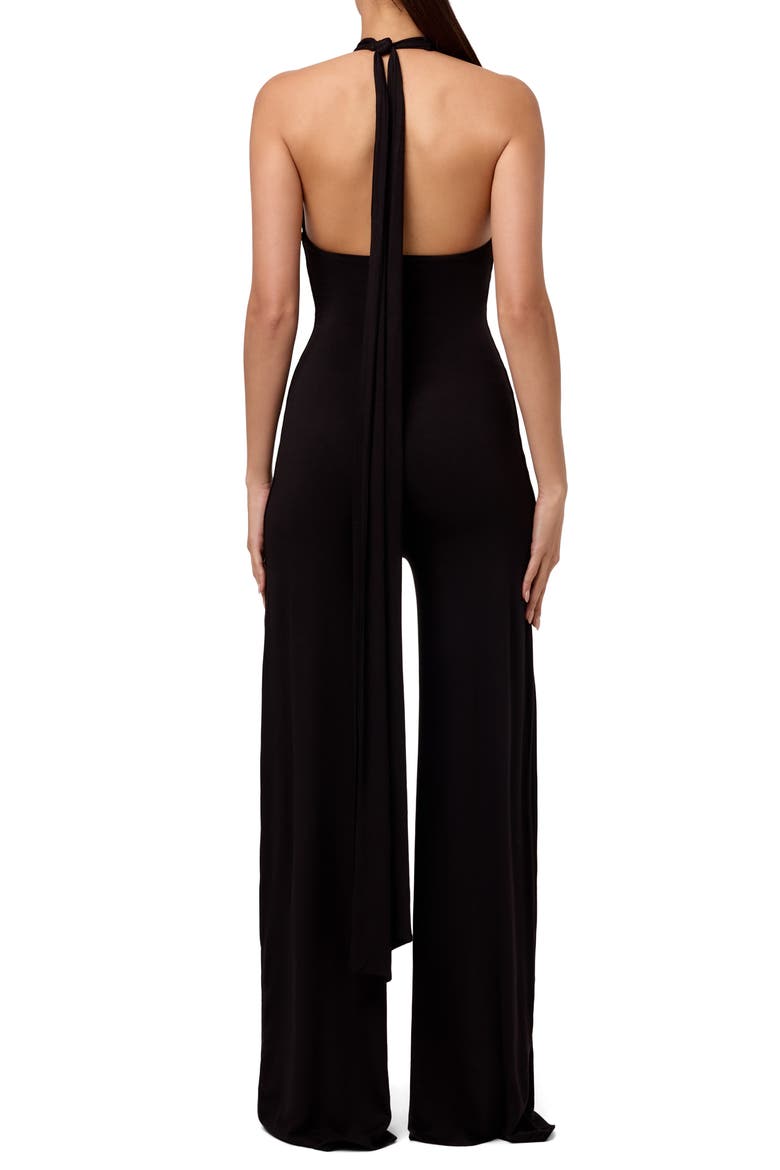 Smooth Halter Wide Leg Jumpsuit, Alternate, color, BLACK